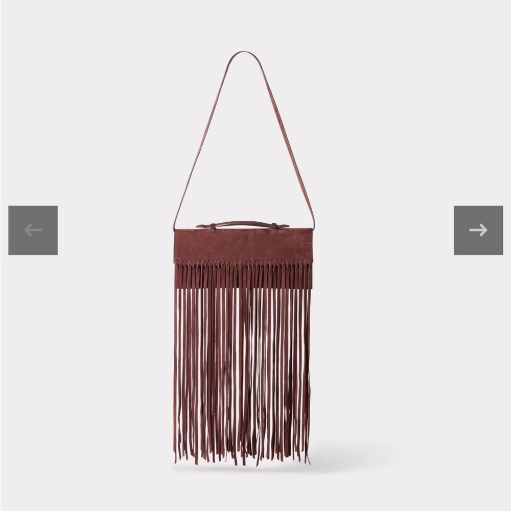 Lucchese Burgundy Suede Fringe Shoulder Bag